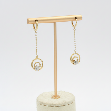 Arete Largo de Oro 14k Diseño Elegante con Círculos Unidos mod. 10122