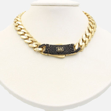 Cadena Monaco Chain 14k Modelo Classic Hueco con Broche Pavé mod. 9025