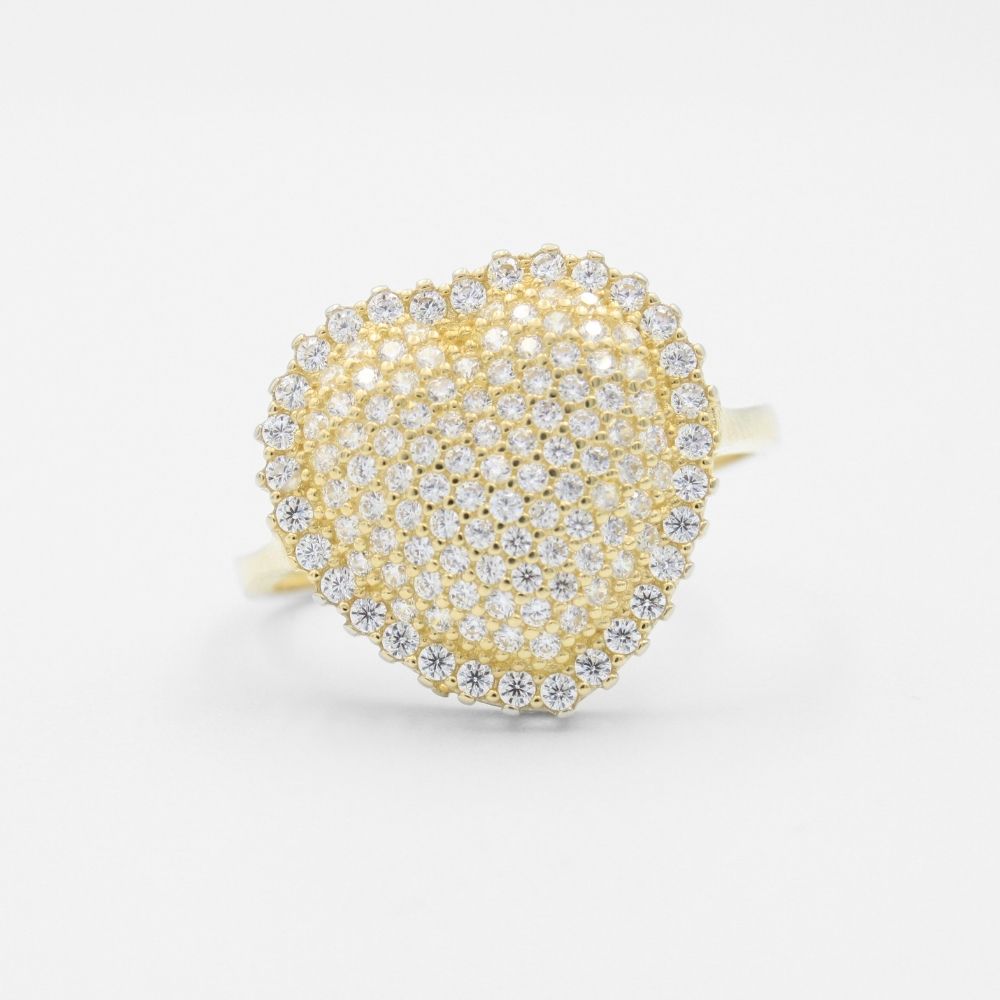 Anillo de Oro 14k Corazón Especial Incrustado con Zirconias mod. 8776