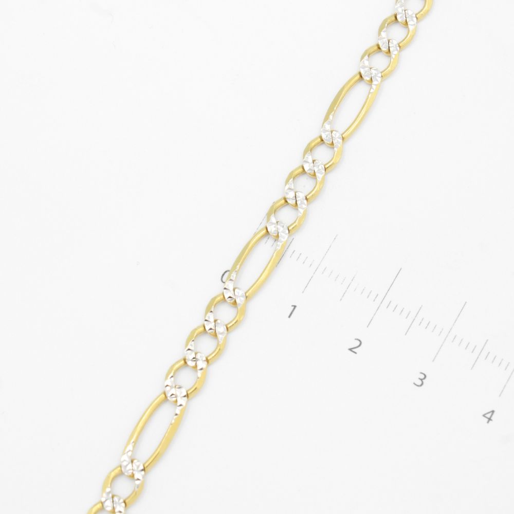 Pulsera Eslabón de Oro 14k Tejido 3x1 Diamantado mod. 9511