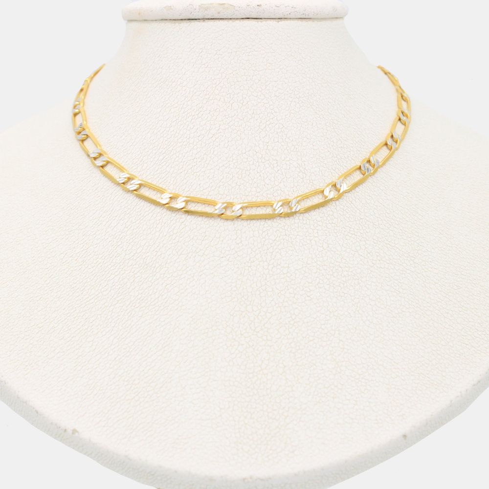 Cadena de Oro 14k Tejido 1x1 Sólido con Diamantado Blanco mod. 8934