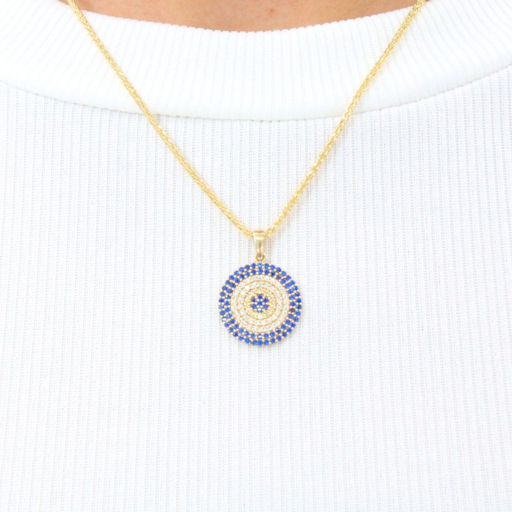 Dije de Oro 14k con Diseño Circular Incrustado de Zirconias mod. 9128