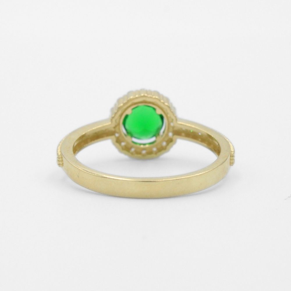 Anillo de Oro 14k Diseño Elegante con Zirconia de Corte Redondo e Incrustación de Zirconias Finas mod. 9731