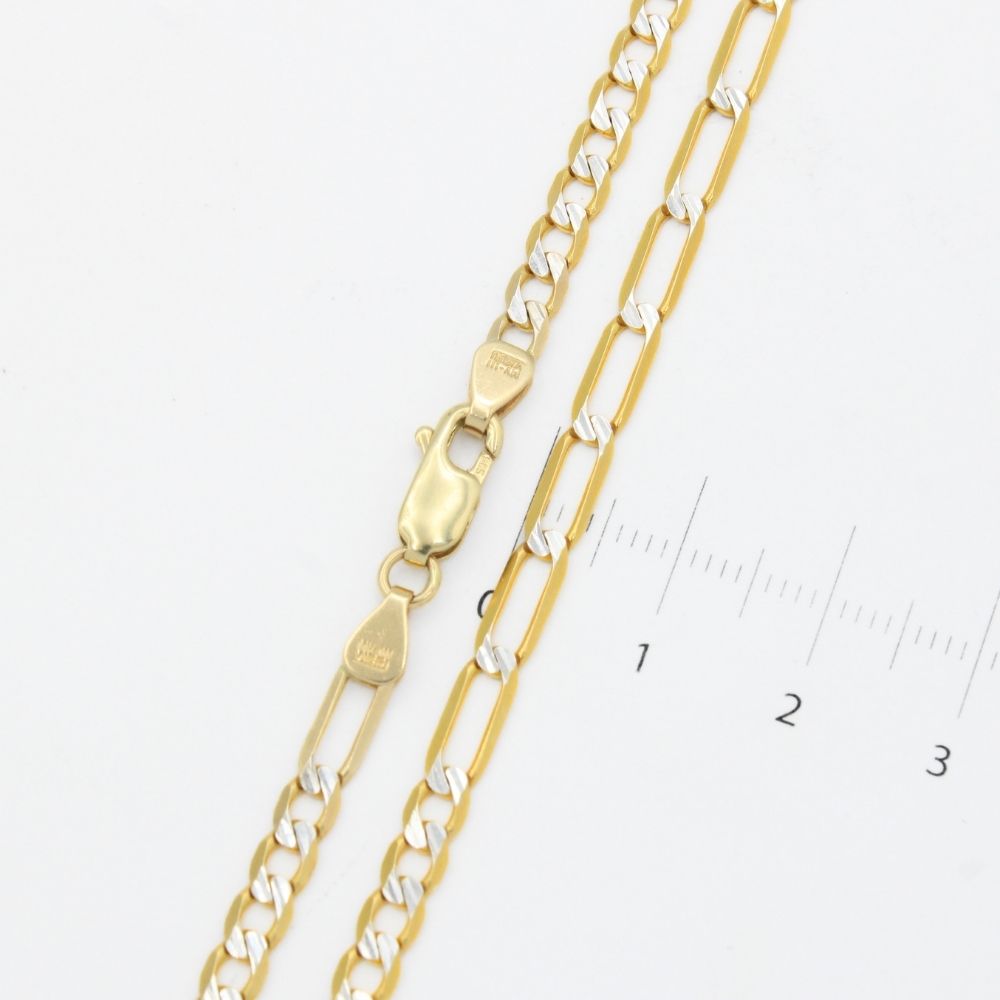 Cadena de Oro 14k Tejido 10x7 Solida Diamantado mod. 9907