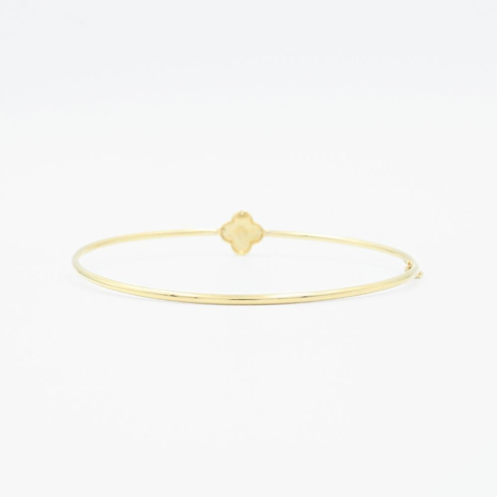 Aro de Oro 14k Tubular Hueco con Trébol de Diamantado Arcoíris mod. 8991