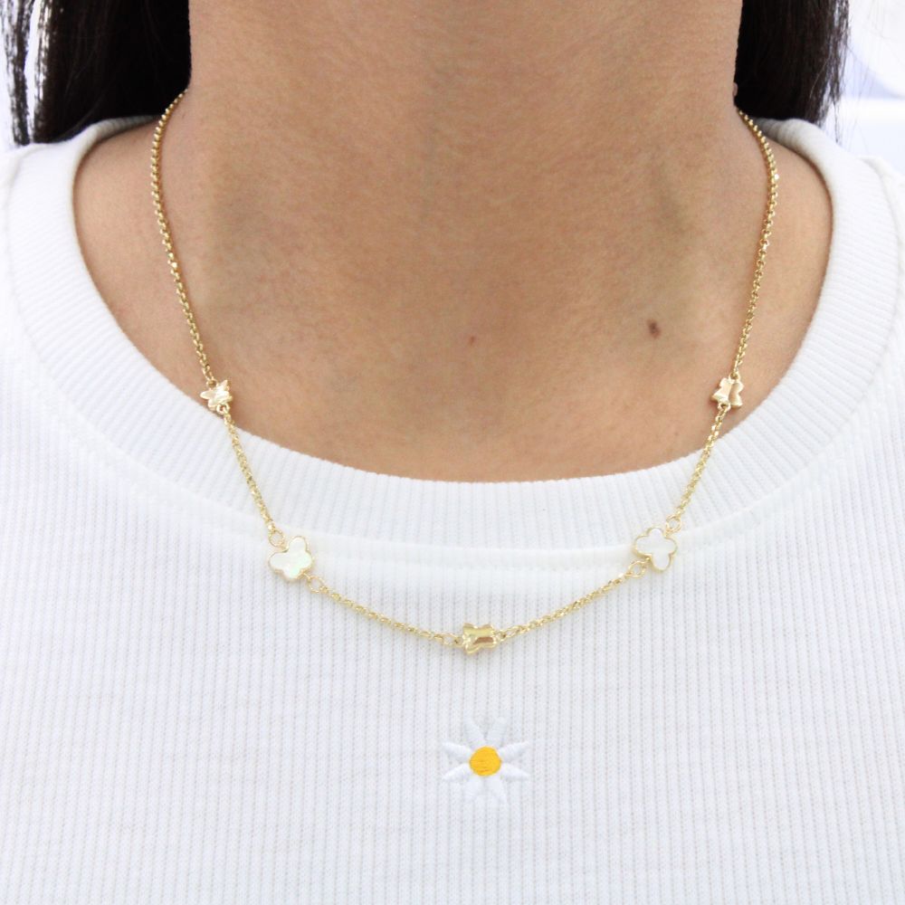 Gargantilla de Oro 14k Mariposa de Madre Perla mod. 9057