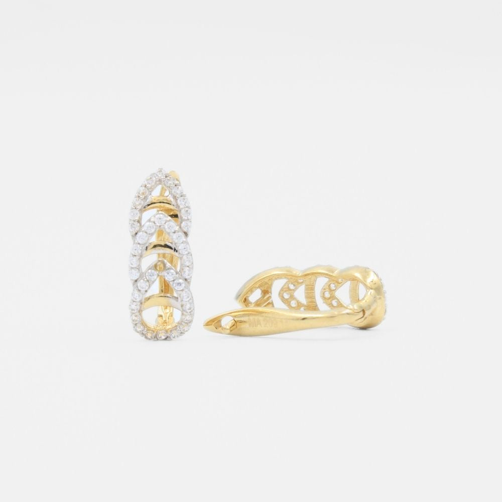 Arete con Broche Patente de Oro 14k Incrustado con Zirconias Finas mod. 9111