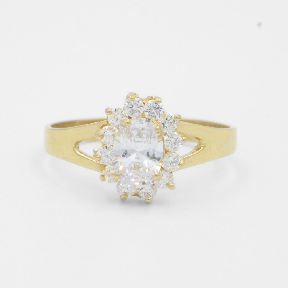 Anillo de Oro 14k Elegante con Zirconia Brillante mod. 7725