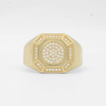 Anillo de Oro 14k Octágono Elengate con Incrustación de Zirconias mod. 7883