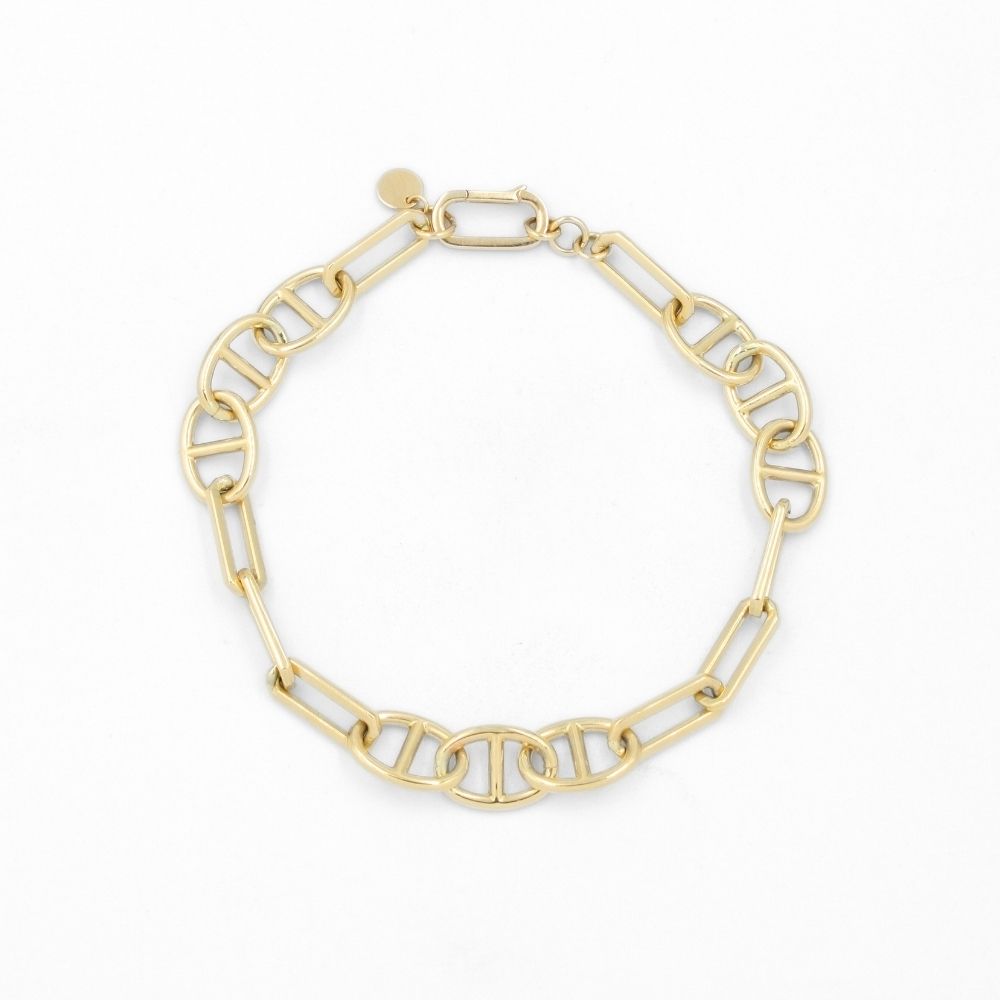 Pulsera de Oro 14k Tejido 3x3 con Diseño Tubular Hueco Estilo Brillante mod. 8656