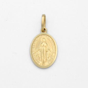 Medalla de Oro 14k con Forma Oval y Diseño Brillante de la Virgen Milagrosa mod. 9851