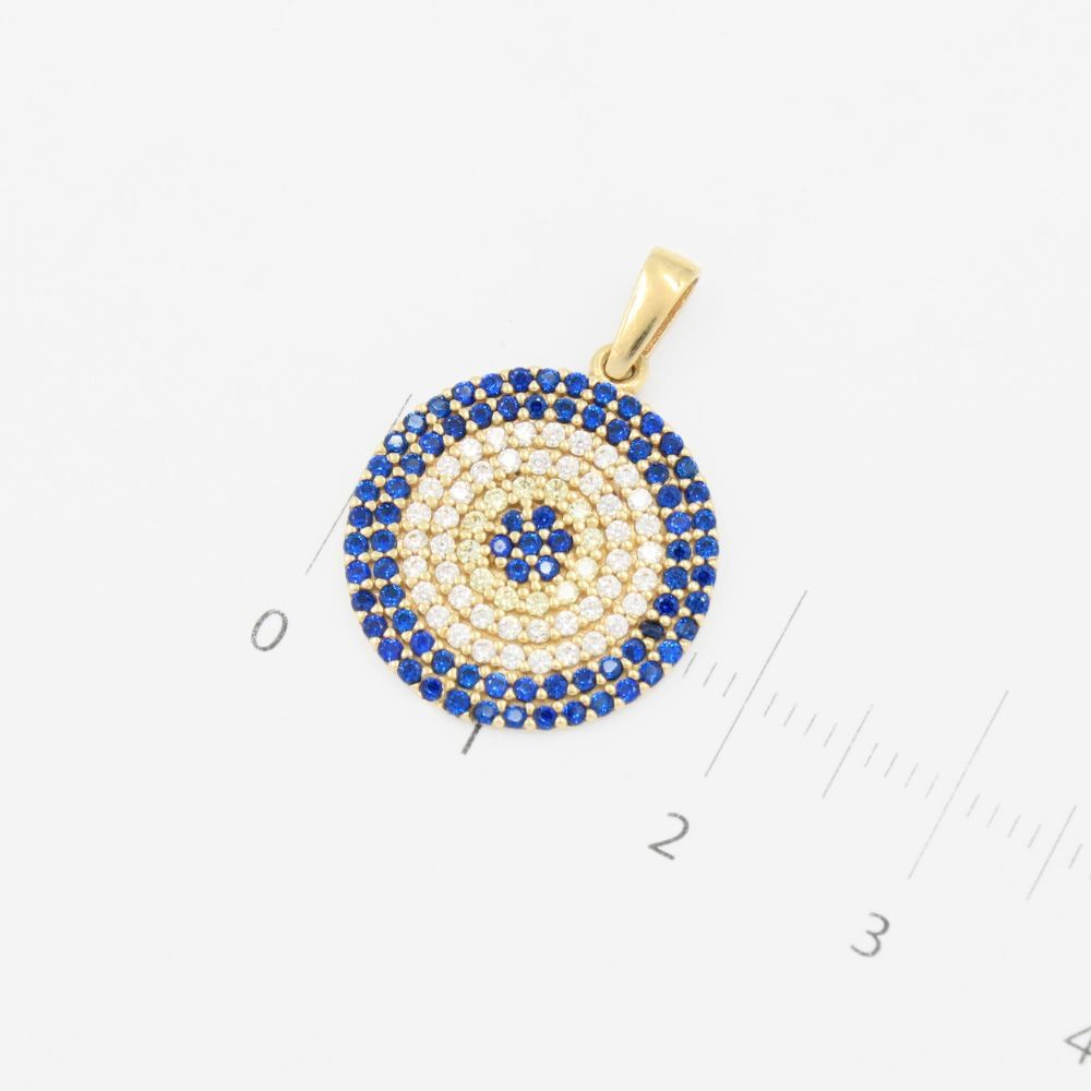 Dije de Oro 14k con Diseño Circular Incrustado de Zirconias mod. 9128