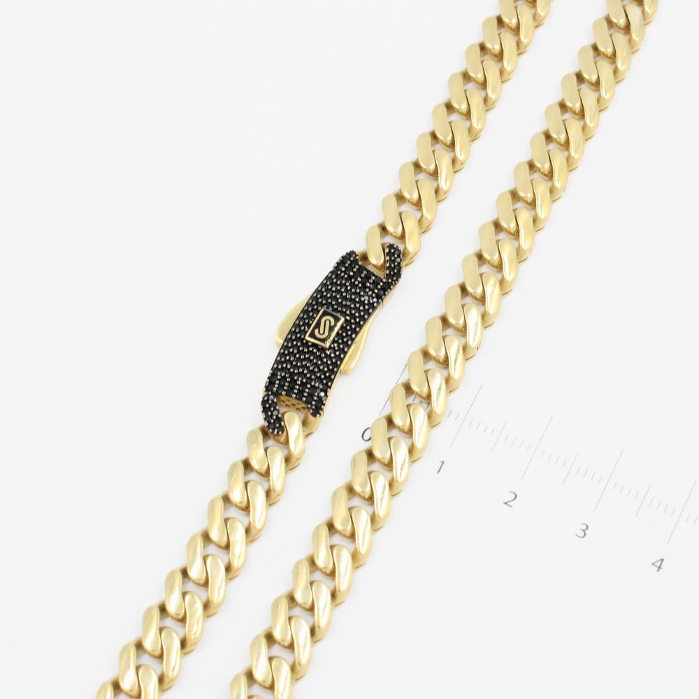 Cadena Monaco Chain 14k Modelo Classic Hueco con Broche Pavé mod. 9025