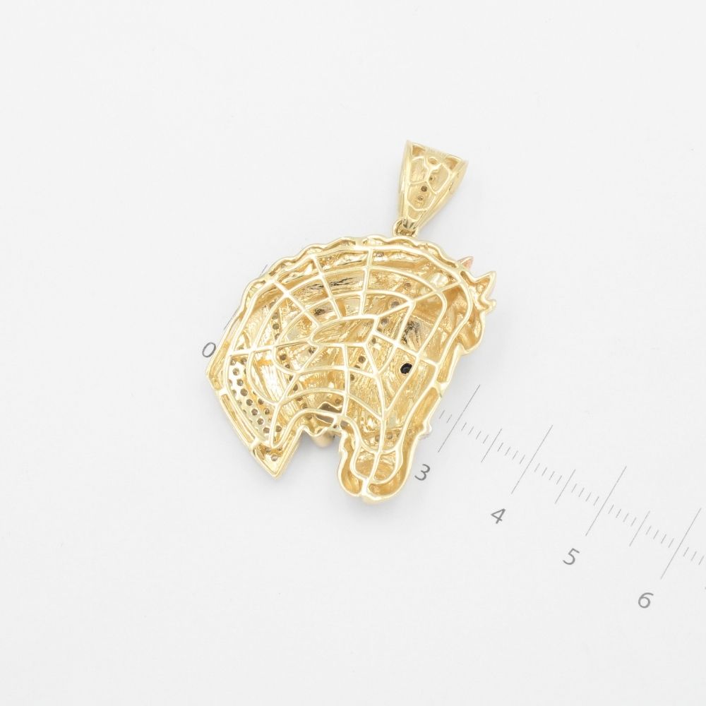Dije de Oro 14k Diseño en Forma de Perfil de Caballo Estilo Brillante con Zirconias  mod. 9480