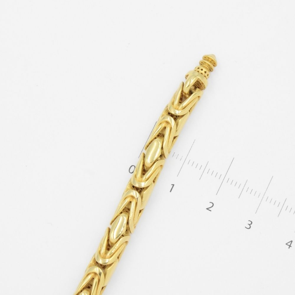 Pulsera Mónaco Chain 14k Modelo Rey Round Plain Hueco con Broche Pavé mod. 8890