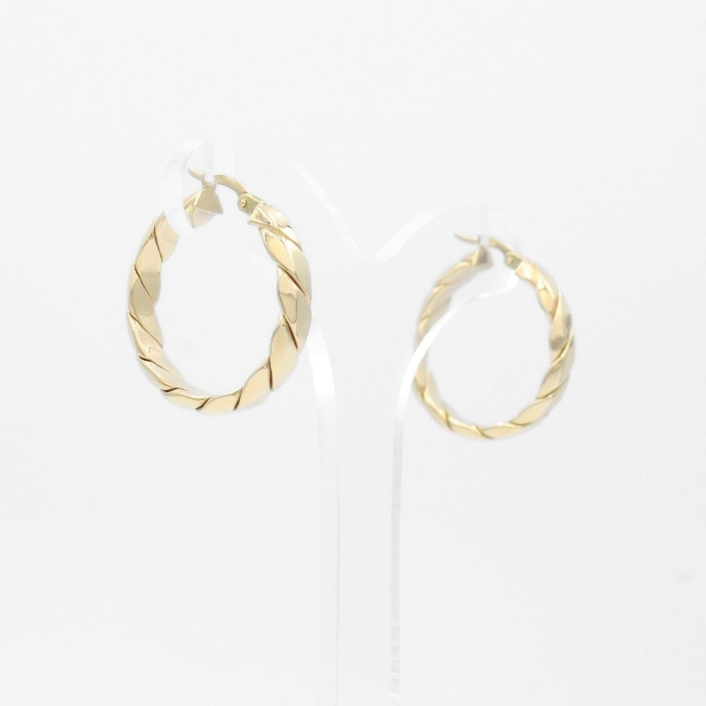 Arracada de Oro 14k Hueco con Diseño Torzal de Estilo Liso Inflado mod. 9621