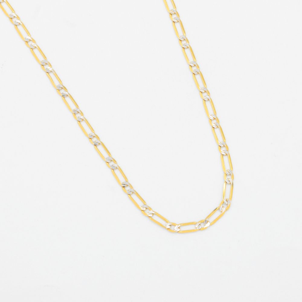 Cadena de Oro 14k Tejido 1x1 Sólido con Diamantado Blanco mod. 8934