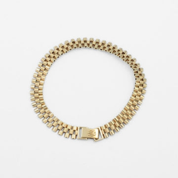 Pulsera de Oro 14k Tejido Ensamblado Estrecho de Diseño Hueco Detallado con Corona mod. 9807