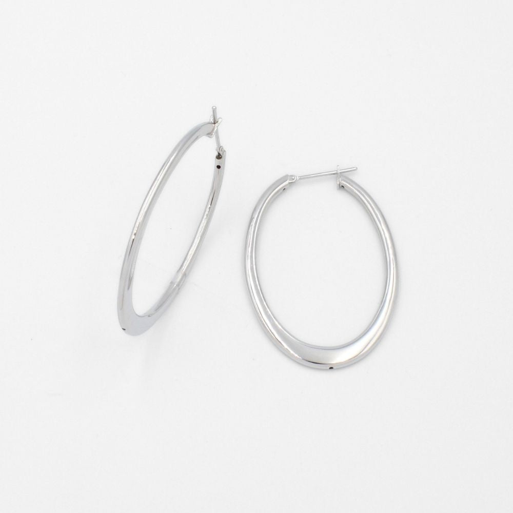 Arracada de Oro 14k Tubular Hueca de Diseño Oval Brillante mod. 9780