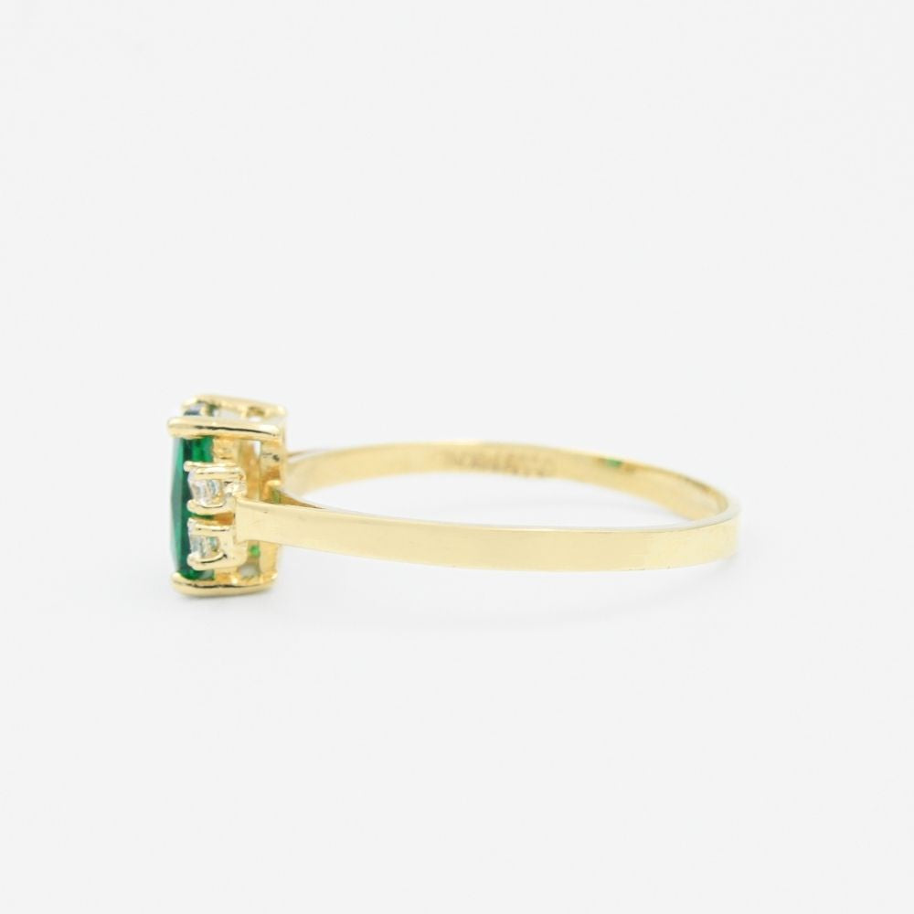 Anillo de Oro 14k con Zirconia de Color Verde Esmeralda mod. 9199