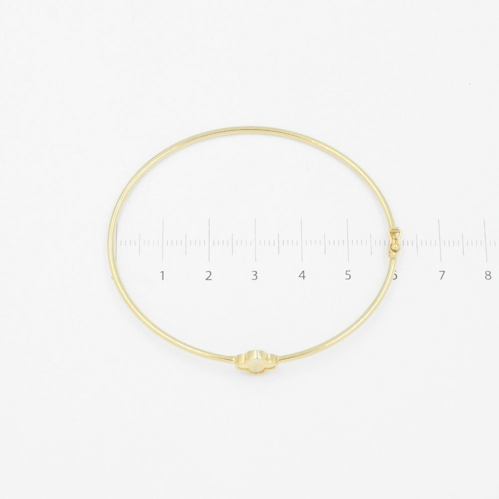 Aro de Oro 14k Tubular Hueco con Trébol de Diamantado Arcoíris mod. 8991
