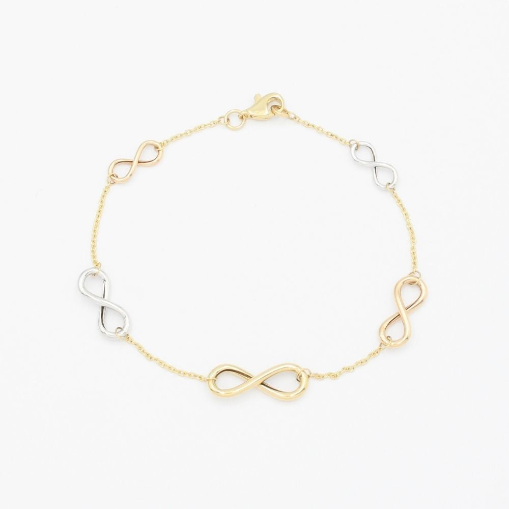 Pulsera de Oro 14k Diseño de Infinitos Inflados mod. 9325