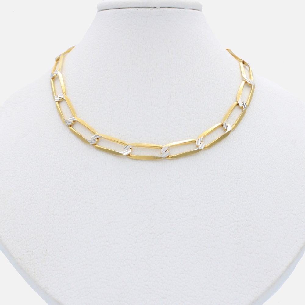 Cadena de Oro 14k Tejido Inglesa Solida Diamantado mod. 9908