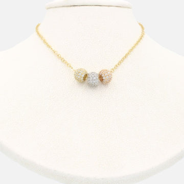 Gargantilla de Oro 14k con Esferas de la Suerte Florentinas e Incrustadas con Zirconias mod. 9636