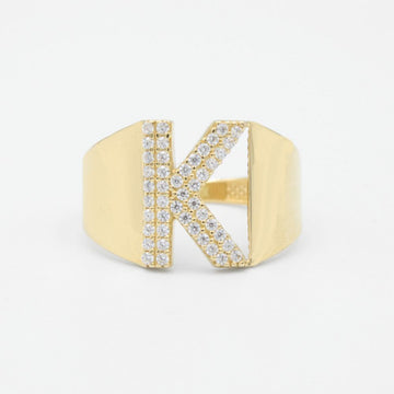 Anillo de Oro 14k con Letra K Incrustada con Zirconias mod. 8360