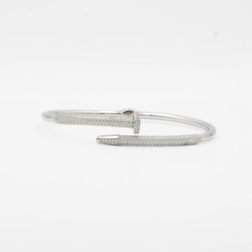 Aro de Oro 14k Tubular Hueco Clavo con Zirconias mod. 7746