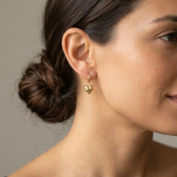 Grapa Larga de Oro 14k Corazones Inflados Lisos mod. 11237