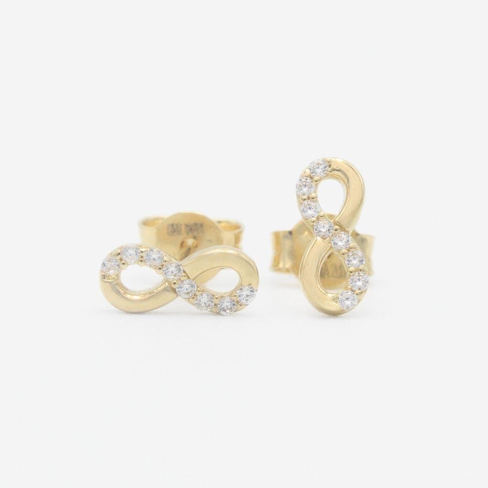 Arete de Oro 14k Infinito con Zirconias mod. 9350
