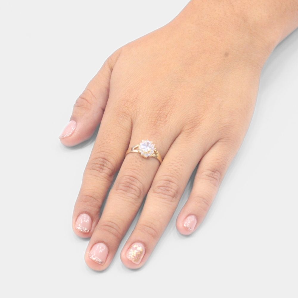Anillo de Oro 14k Elegante con Zirconia Brillante mod. 7725