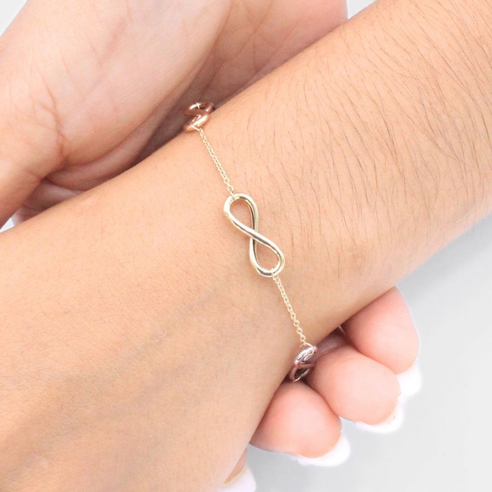 Pulsera de Oro 14k Diseño de Infinitos Inflados mod. 9325