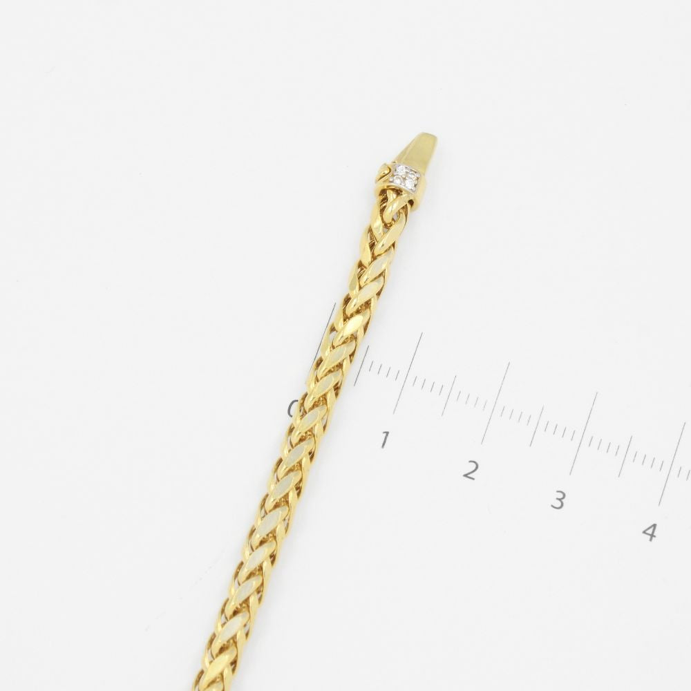 Pulsera de Oro 14k Tejido Espiga Hueca con Broche Incrustado con Zirconias mod. 8802