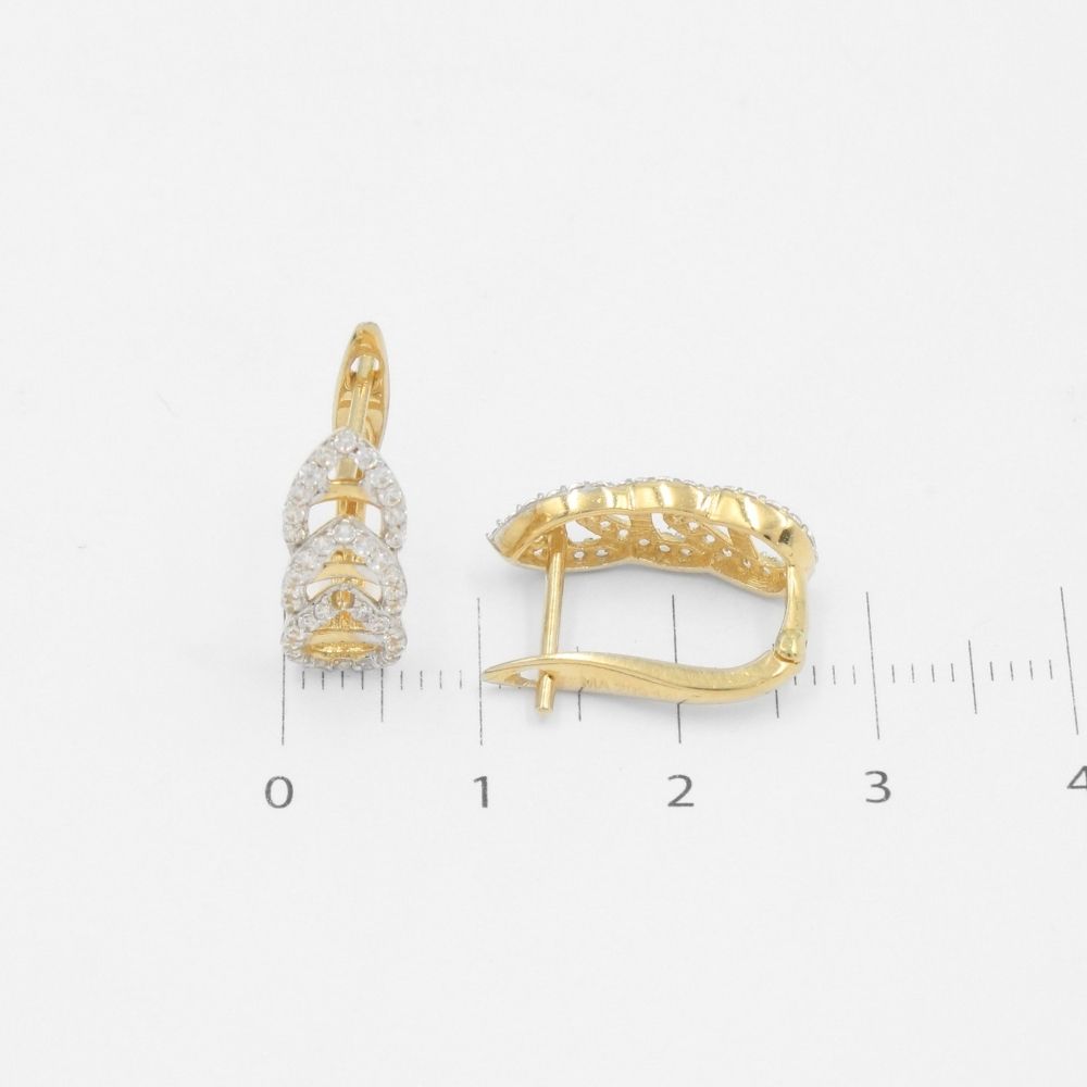 Arete con Broche Patente de Oro 14k Incrustado con Zirconias Finas mod. 9111