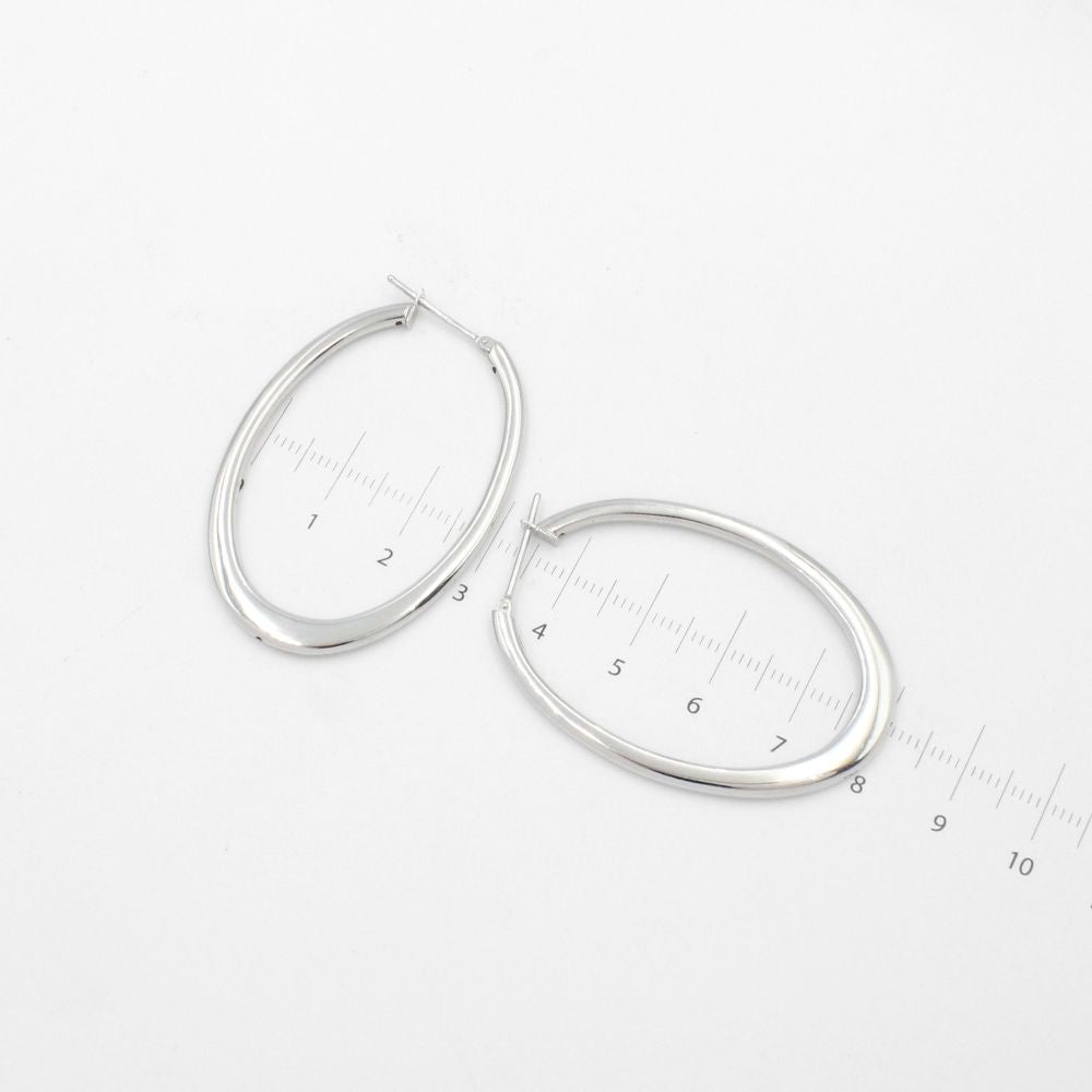 Arracada de Oro 14k Tubular Hueca de Diseño Oval Brillante mod. 9780