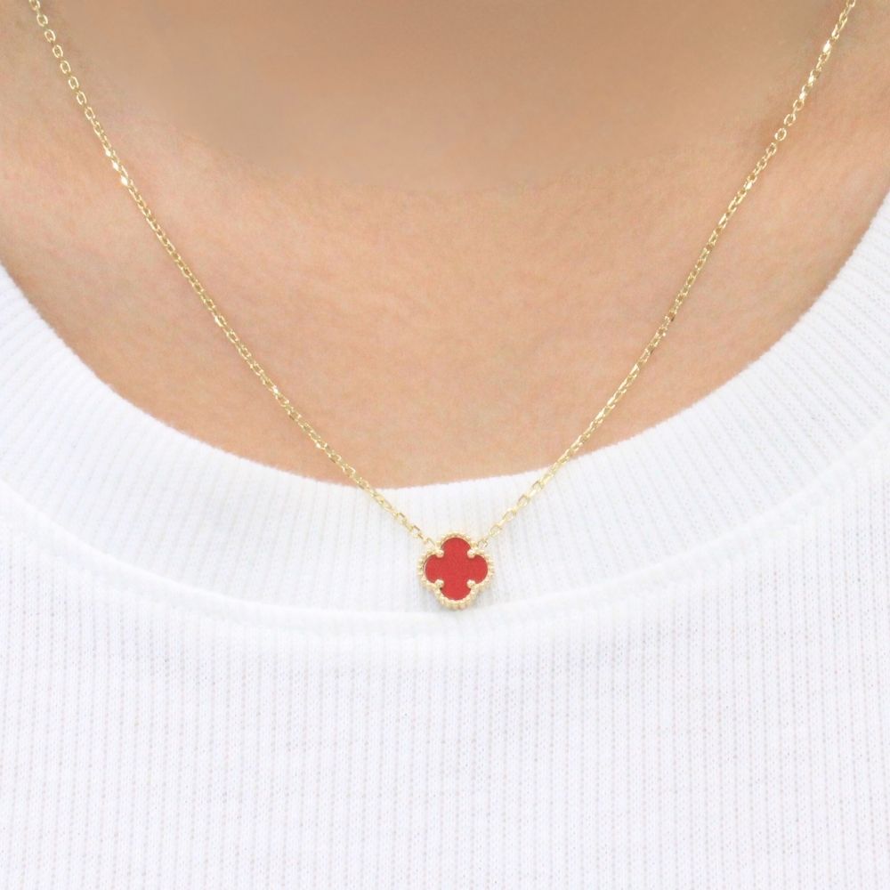 Gargantilla de Oro 14k Trébol de Jaspe Especial mod. 9568