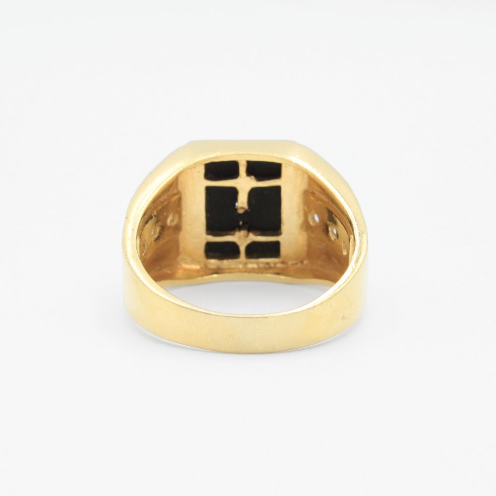 Anillo de Oro 14k Ancla con Cristo e Incrustación de Zirconias mod. 0039