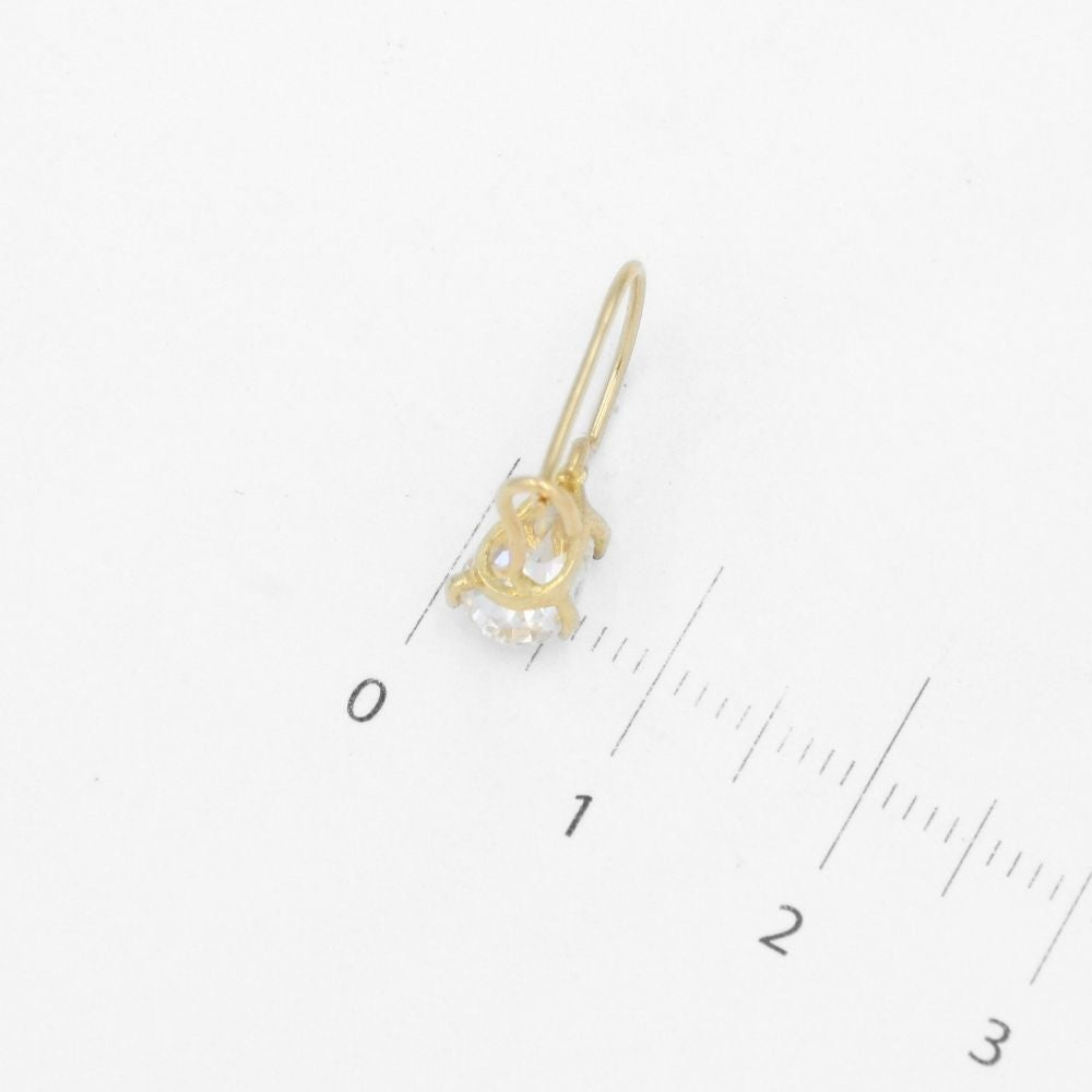 Arete con Broche Arillo de Oro 14k Gota de Zirconia Brillante mod. 9766