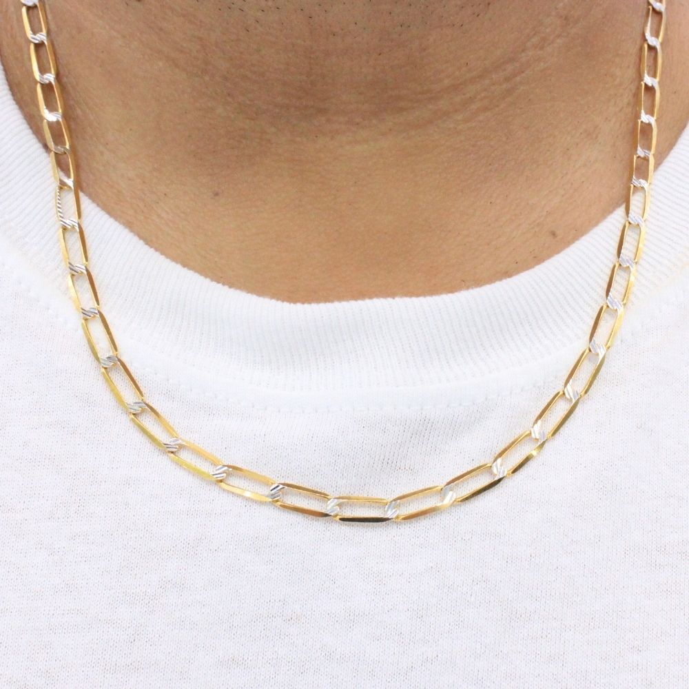 Cadena de Oro 14k Tejido Inglesa Solida Diamantado mod. 9908