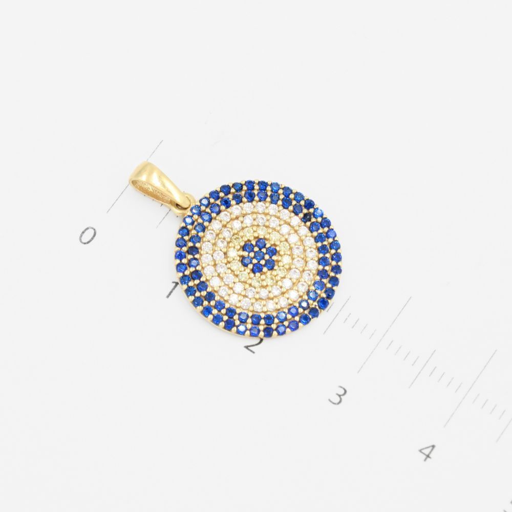 Dije de Oro 14k con Diseño Circular Incrustado de Zirconias mod. 9128