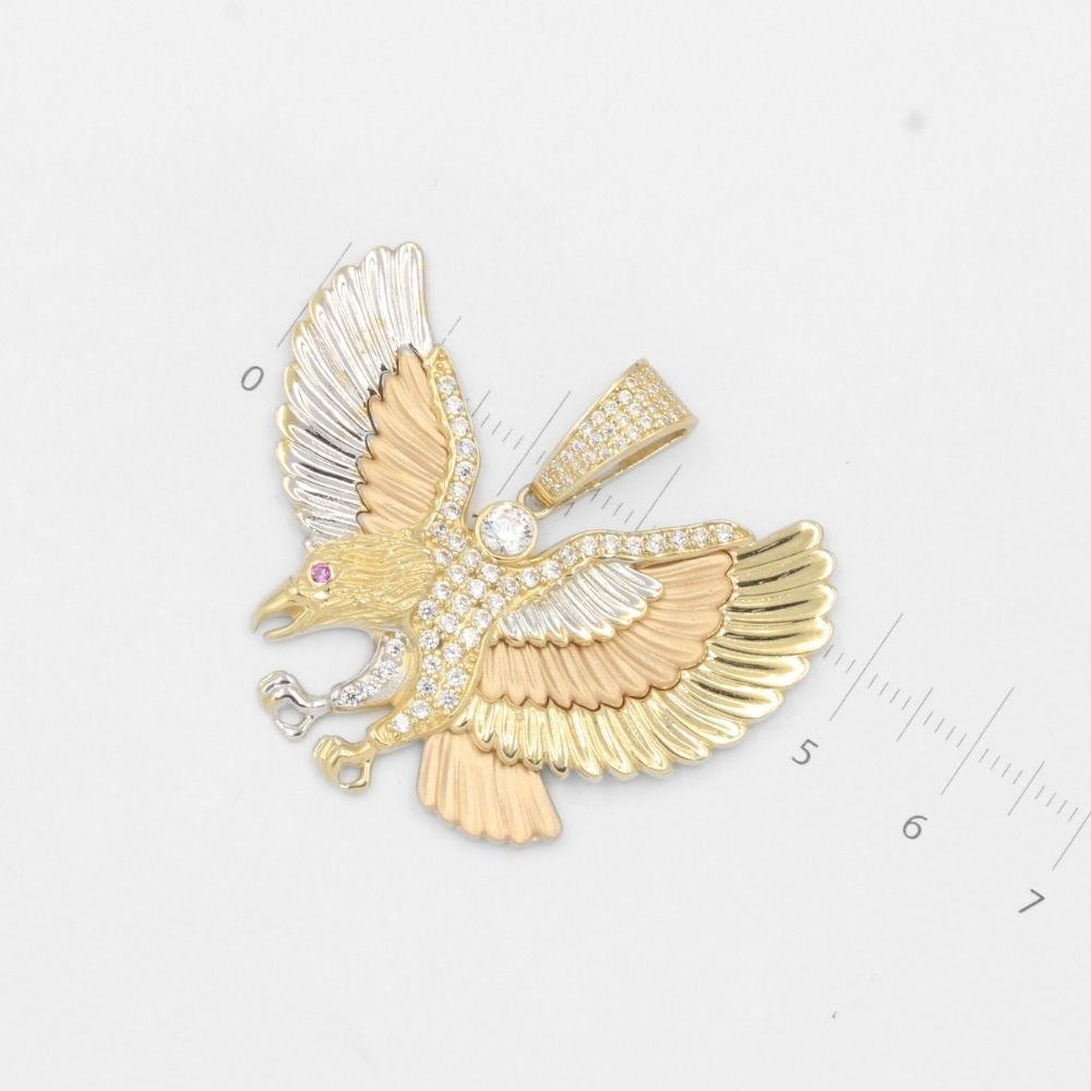 Dije de Oro 14k Águila Brillante Incrustada con Zirconias mod. 7706