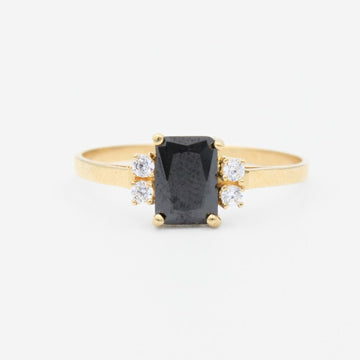 Anillo de Oro 14k con Zirconia Cuadrada de Color Negro mod. 9200