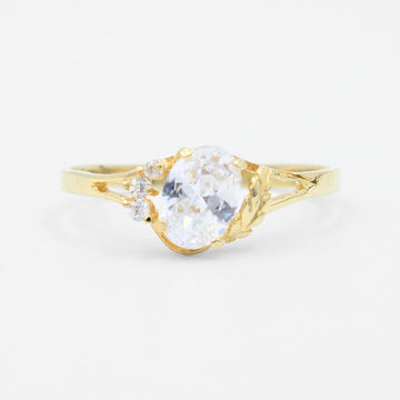 Anillo de Oro 14k de Zirconia Brillante Detallado con Ramillete Fino mod. 9190