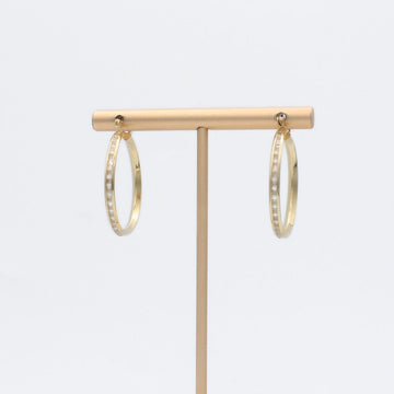 Arracada de Oro 14k de Diseño Redondo y Hueco Incrustado con Zirconias mod. 9878