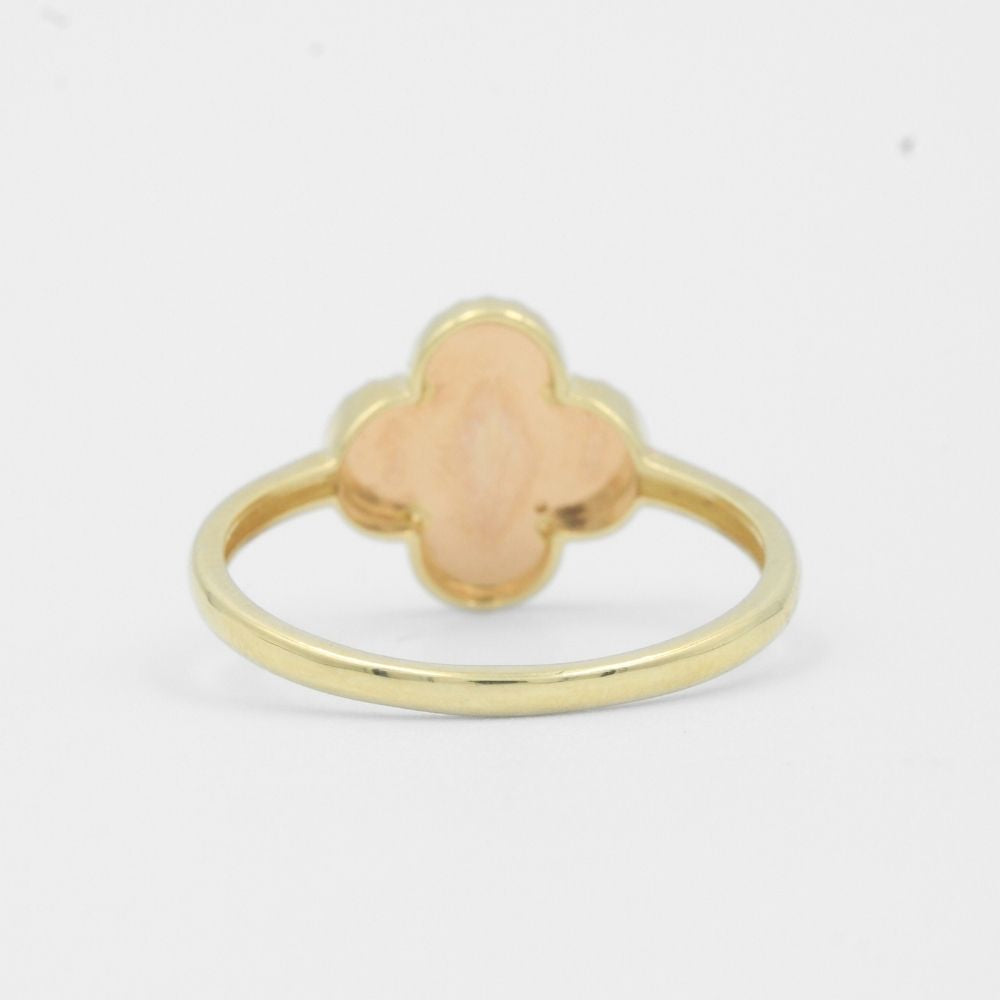 Anillo de Oro 14k Trébol Especial con Diamantado Rosa mod. 7993