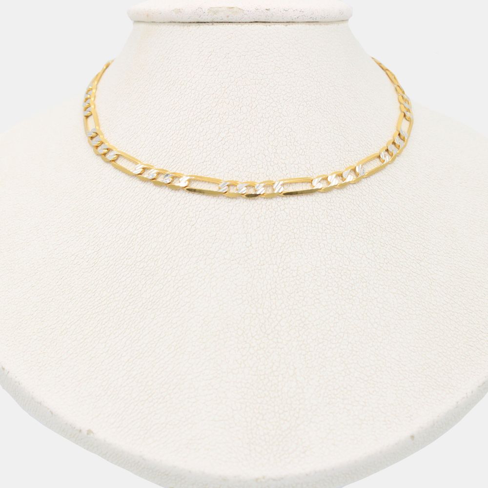 Cadena de Oro 14k Tejido 3x1 Sólido con Diamantado Blanco mod. 8935