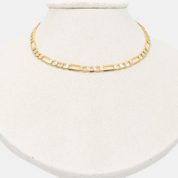 Cadena de Oro 14k Tejido 3x1 Sólido con Diamantado Blanco mod. 8935