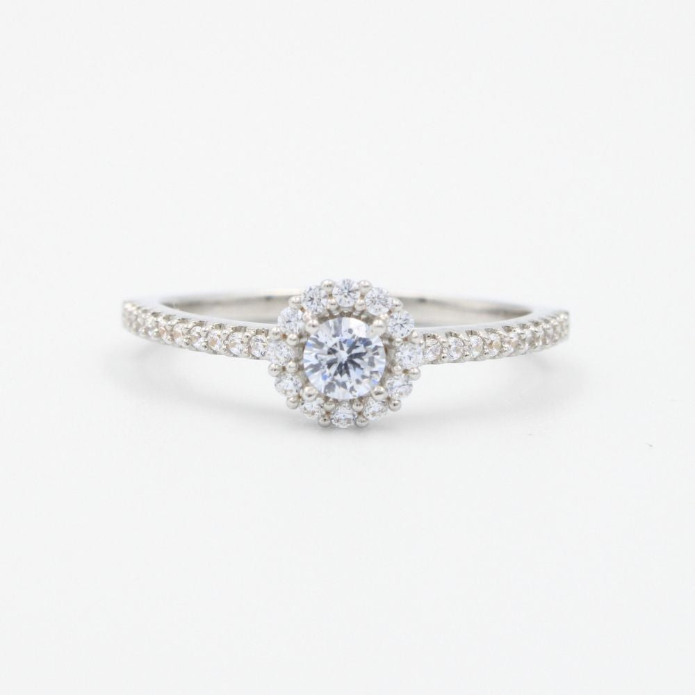 Anillo de Compromiso en Oro 14k Blanco Incrustado con Zirconias Finas mod. 8959